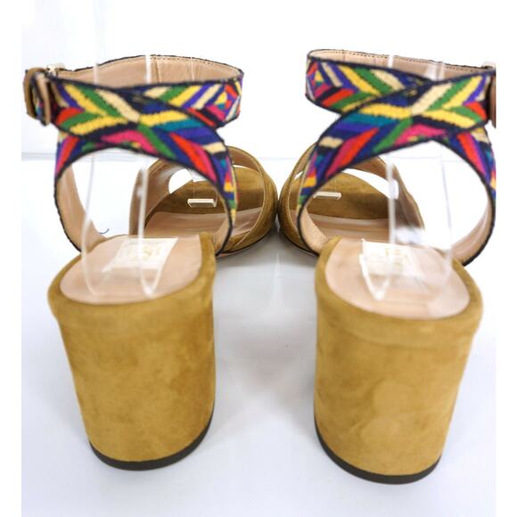 Valentino Chevron Block Heel Ankle Strap Suede Sandals SZ 38 $795 NIB Native - Picture 9 of 11